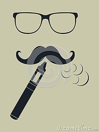 Vape logo. Hipster smoking vaporizer. Vector Vector Illustration