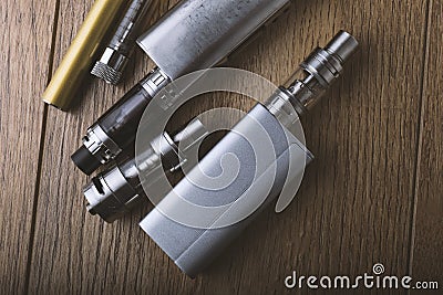 Vape pen and vaping devices, mods, atomizers, e cig, e cigarette Stock Photo