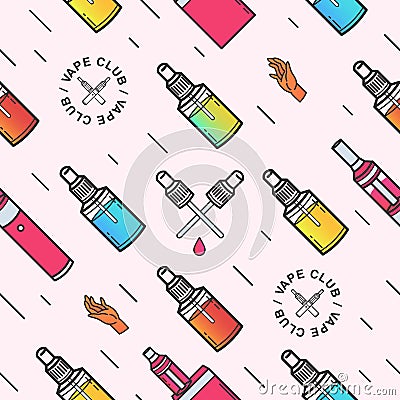 Vape seamless pattern. Background with e-cigarettes. Vector Illustration