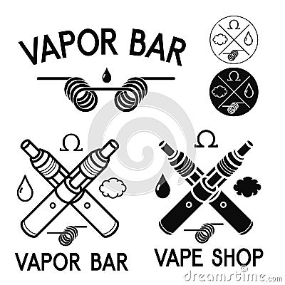 Vape shop and bar logos Vector Illustration