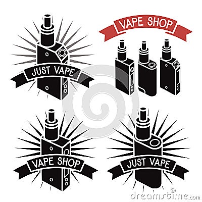Vape shop logo. Icons e-cigarette Vector Illustration