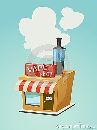 Vape shop store front Vector Illustration