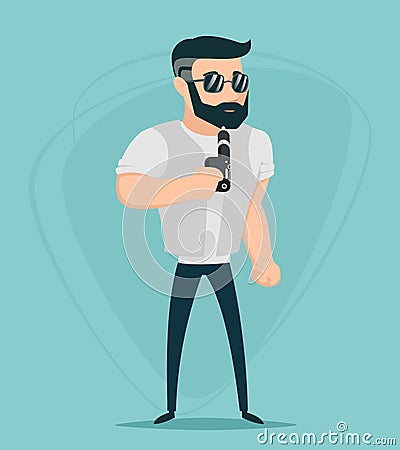 Vape Smoking Geek Hipster Casual Character Icon Cartoon Poster Vector illustration Vector Illustration