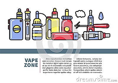 Vape zone Internet shop promotional poster with modern devices Vector Illustration