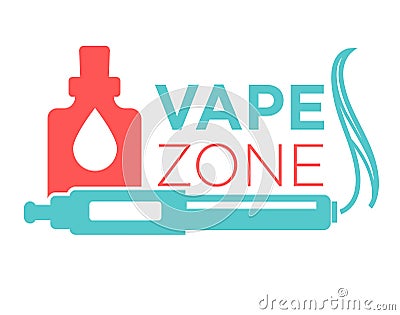 Vape zone start vaping logo isolated on white. Vape e-cigarette Vector Illustration