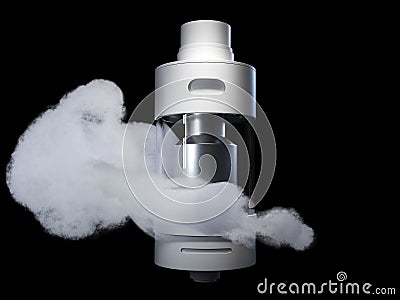 Vaping atomizer wrapped with white vape isolated. 3d render Cartoon Illustration