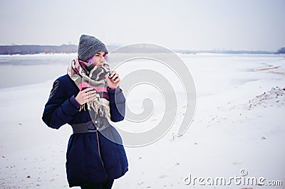 Vaping girl Stock Photo