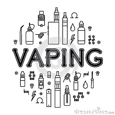 Vaping icons set Vector Illustration