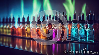 Health vaping cigarette bottle smoker vapor smoke electronic background liquid equipment atomizer Stock Photo