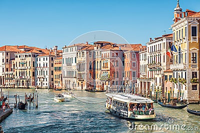 Vaporetto sails on the Grand Canal in Venice, Italy Editorial Stock Photo