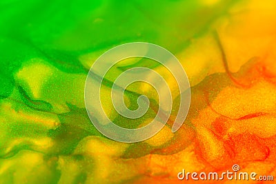 Vaporwave style texture background: neon orange and green funky paint texture Stock Photo