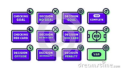 VAR checking symbol. Video assistant referees decision sign Vector Illustration