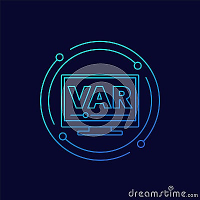 VAR icon, Video assistant referee linear design Vector Illustration