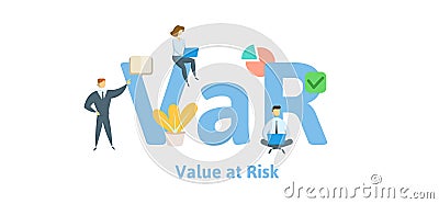 VaR, Value at Risk. Concept with keywords, letters and icons. Flat vector illustration. Isolated on white background. Vector Illustration