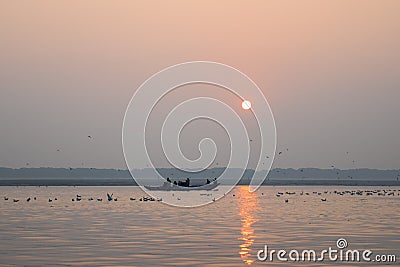 Varanasi or Banaras ganga ghat, Uttar Pradesh, India Editorial Stock Photo