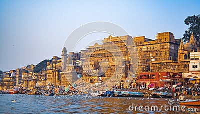 Varanasi or Banaras ganga ghat, Uttar Pradesh, India Editorial Stock Photo