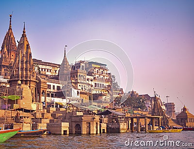 Varanasi or Banaras ganga ghat, Uttar Pradesh, India Stock Photo