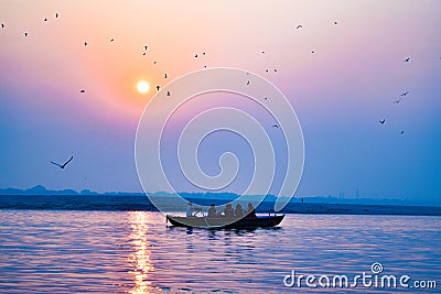 Varanasi or Banaras ganga ghat, Uttar Pradesh, India Stock Photo