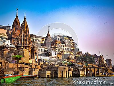 Varanasi or Banaras ganga ghat, Uttar Pradesh, India Stock Photo