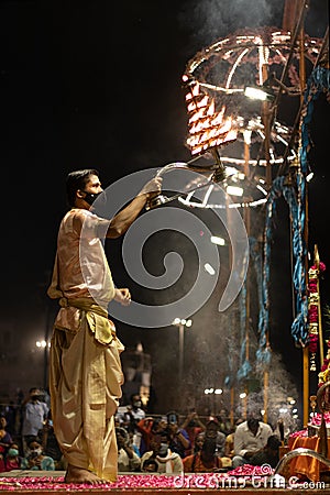 Varanasi Ghats Night Photos Editorial Stock Photo