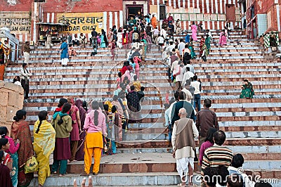 Shivaratri prayer queue in Varanasi Editorial Stock Photo