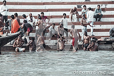 Daily life on the river Ganges, India Editorial Stock Photo