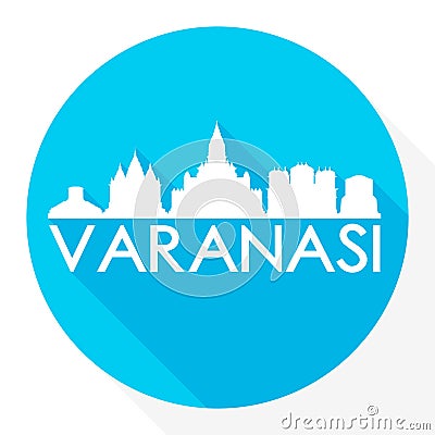 Varanasi, Uttar Pradesh, India Flat Icon. Skyline Silhouette Design. City Vector Art Famous Buildings. Vector Illustration