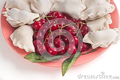 Vareniki with cherries. Stock Photo