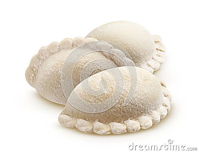 Vareniki, frozen dumplings isolated on white background Stock Photo