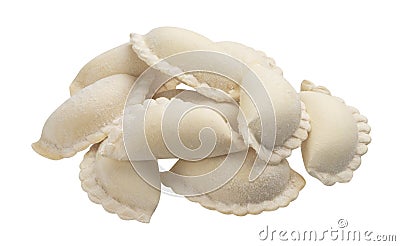 Vareniki, raw dumplings, frozen homemade russian pelmeni Stock Photo