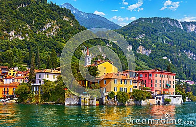 Varenna Italy. Picturesque town at lake Como. Colourful Stock Photo