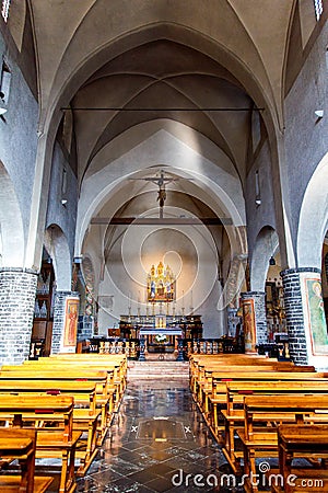 Varenna, lake Como, Italy September 20, 2019. Stunning interior of the Italian Cathedral Editorial Stock Photo