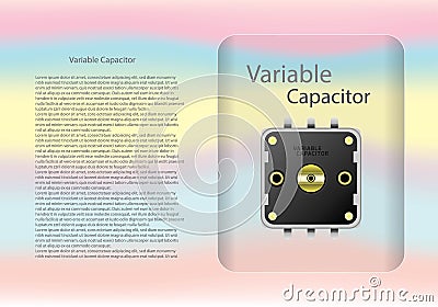 Variable capacitor diagram and text information pattern. Vector Illustration