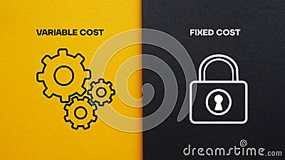 Variable cost or fixed cost are shown using the text Stock Photo