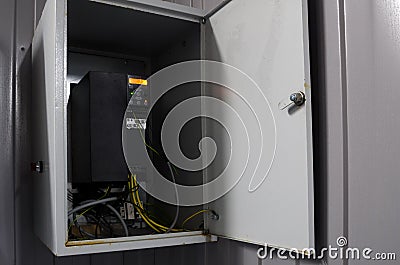 Variable speed drive inverter converter, unit for voltage stabilization Stock Photo