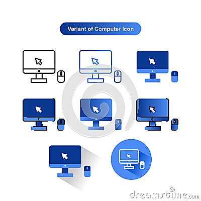 Variant Icon of computer free for commercial use Vector Illustration