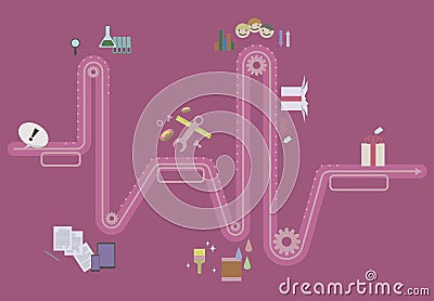 Variant sequence development ideas, creation, alignment, implementation, testing, finished product vector illustration business di Vector Illustration