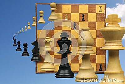 Variation on a chess game Stock Photo