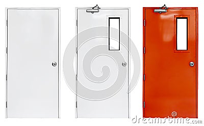 Variation of fire exit door in condominium or apartment for emergency fire alarm Stock Photo