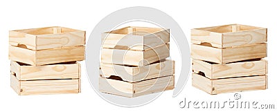 Variation of isolate empty Wooden Pallets Box with path easy to diecut Stock Photo