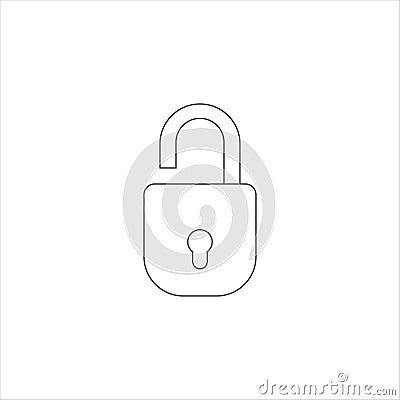 Variation thin outline vector open lock icon. Symbol computer private and internet security. Business security illustration. Vector Illustration