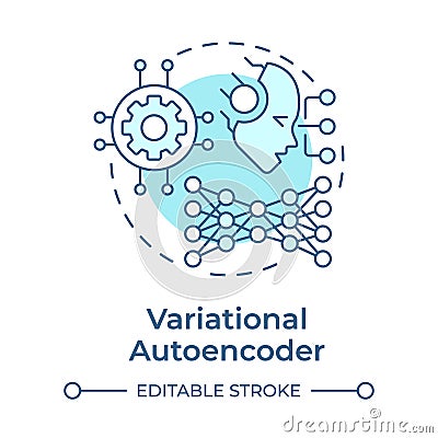 Variational autoencoder soft blue concept icon Vector Illustration