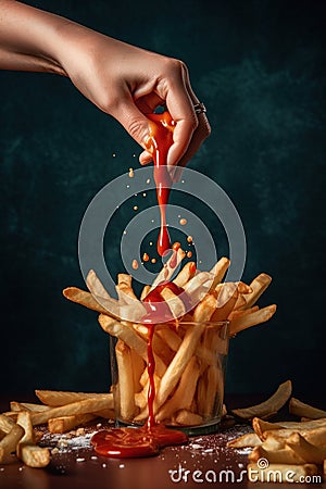 diferents types of french fries Stock Photo