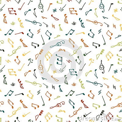 Varicolored seamless music pattern Vector Illustration