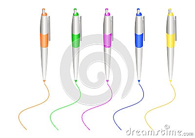 Varicoloured fountain-pens. Vector Illustration