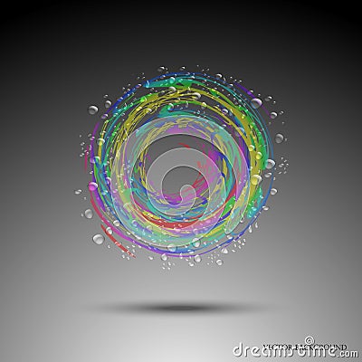Varicoloured water circle. Whirlpool, realistic water droplets Vector illustration. Vector Illustration