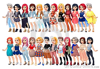 Varied female fashion avatar Vector Illustration