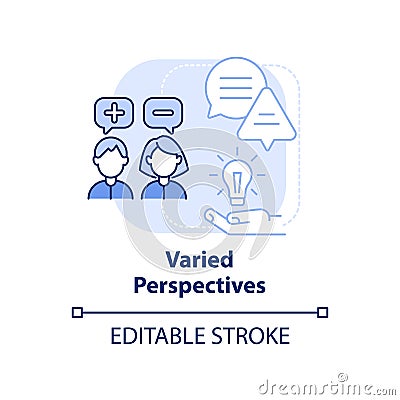 Varied perspectives light blue concept icon Vector Illustration