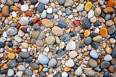 varied sized pebbles scattered on dirt Stock Photo