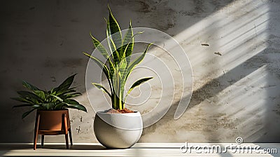 Variegated snake plant in a room Stock Photo